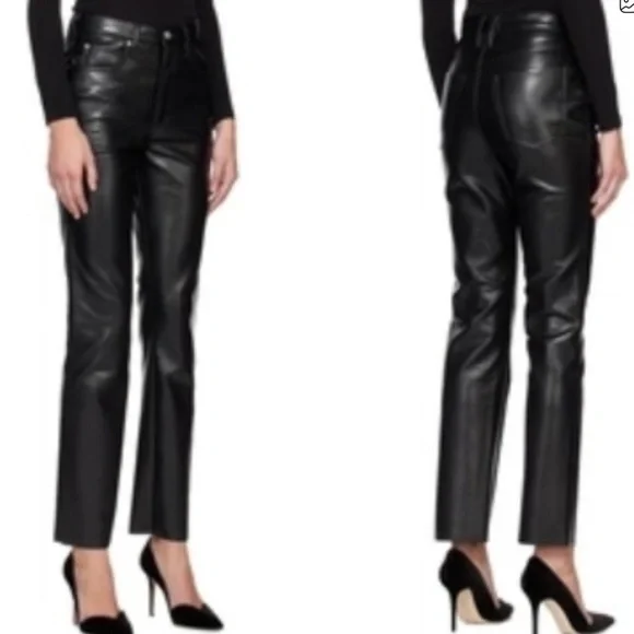 FRAME Black 'Le High 'N' Tight' Leather Pants, 25” - Picture 5 of 9